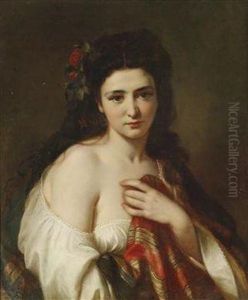 Portrait Of A Maiden With Roses In Her Hair thumbnail