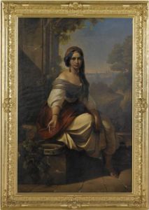 Portrait Of A Young Woman With A Tambourine