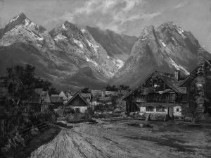 T. "garmisch Mit Zugspitzmassiv". Sign. Ol Auf Lwd. 60,5 X 80 Cm. Rahmen