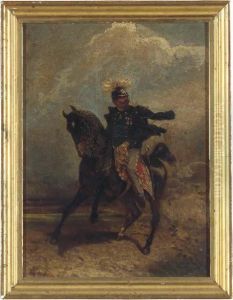 Vittorio Emanuele Ii, King Of Sardinia And Later King Of Italy(1820-1878) On Horseback by E. Gugio