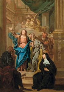 La Madonna, Sant"anna, San Giuseppe Fra Due Santi by Gregorio Guglielmi