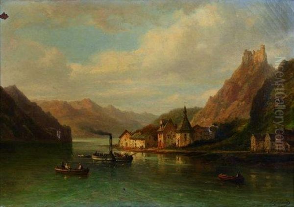 Le Bac Et Les Barques Sur Un Lac De Montagne - view 1