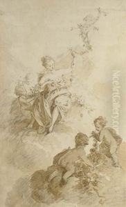 Flora Seated Among Clouds, Attended By Putti