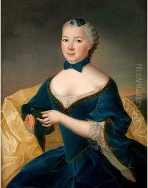 Portrait De Femme A La Rose Rouge - view 1
