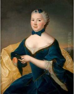 Portrait De Femme A La Rose Rouge