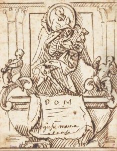Study For A Wall Tomb With The Figure Of Death Supporting Aportrait Roundel And Two Mourning Putti by Domenico Guidi