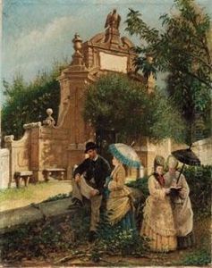 La Famiglia Del Pittore Al Cancello Di Villa Falconieri A Frascati by Guido Guidi