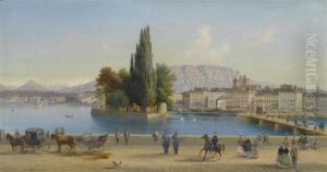 View Of Geneva by Charles Louis Guigon