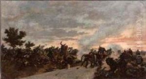 Il Reggimento Genova Cavalleria (4Â° Reggimento Dragoni) Carica L'artiglieria Austriaca Che Tenta Avvicinarsi A Villafranca