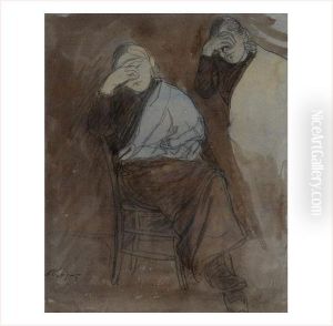 Femmes Assoupies A La Veillee by Francois Joseph Guiguet