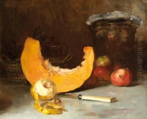 Nature Morte A La Citrouille Et Aux Pommes by Andre Guilbert