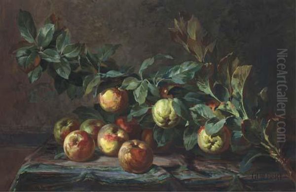 Nature Morte Avec Des Pommes Sur Une Table Recouverte D'un Tapis - view 1