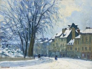 Coin De Rouen Sous La Neige by Narcisse Guilbert