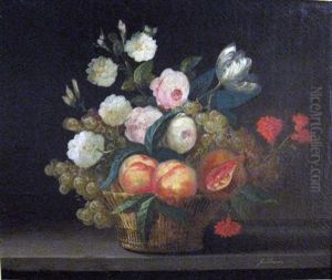 Still Life With Peaches And Roses
