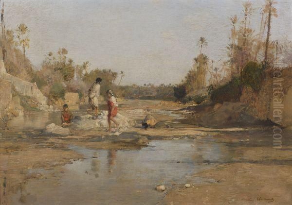 Enfants Dans Le Lit D'une Riviere - view 1