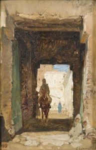 Rue Animee D'ain Zaouia by Gustave Achille Guillaumet