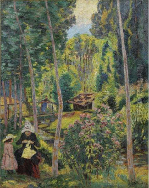 Bords De L'orge, Madame Guillaumin Et Sa Fille Madeleine - view 1