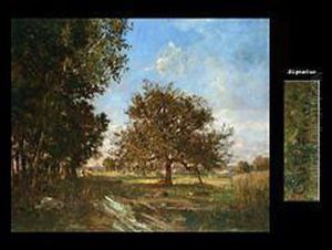Blick Uber Eine Sommerliche Wiese Mitobstbaumen by Ernest Guillemer