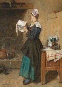 Magd In Der Stube by Alexandre Marie Guillemin