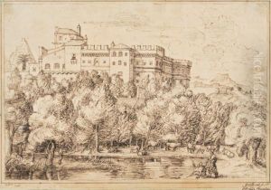 Vue D'un Chteau Au Bord D'une Riviere by X. Guillerot
