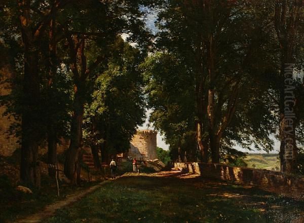 Figures On A Woodland Path - view 1