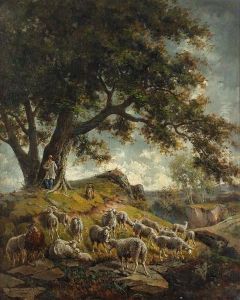 Idyllische Hirtenpartie. by Donat Guillot
