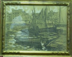Bateaux Au Port by Henri Guinier