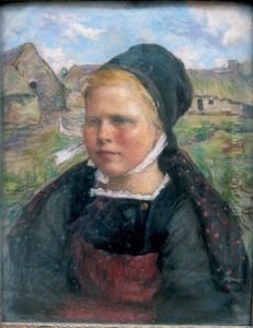 Jeune Bretonne En Habit Traditionnel by Henri Guinier