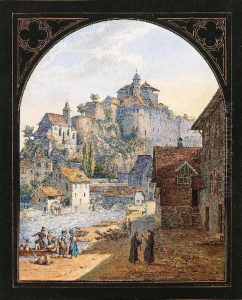 Blick Auf Aarburg Mit Der Festungsanlage Und Feiner Figurenstaffage - view 1