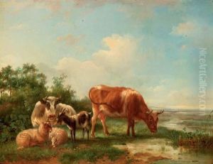 Cattle In An Extensive River Landscape by Pieter Jan Guise