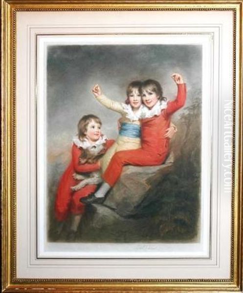 [children In A Landscape]
Color Mezzotint, 1931, Signed In Pencil. - view 1