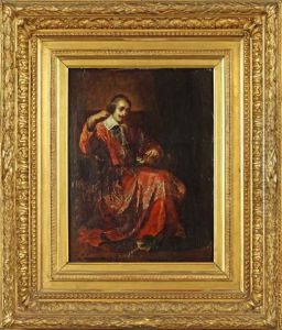 Le Cardinal De Richelieu Caressant Un Petit Chat by Jean Gulves