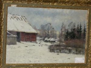 Vinterlandskap Med Hus by Per Gummeson