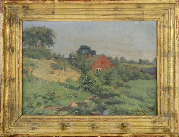 Landskap Med Rod Stuga - view 1
