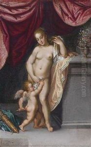 Venus And Cupid by Matthaus Gundelach