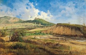 Landscape, With Ruins Of A Castle, 1870s by Gyula Gundelfinger