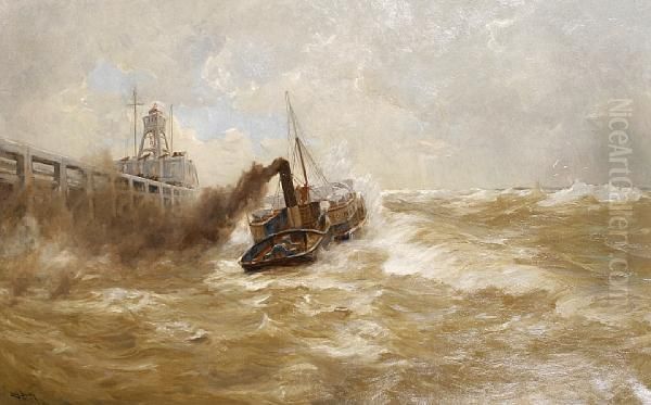 A Paddle Steamer In Rough Waters - view 1