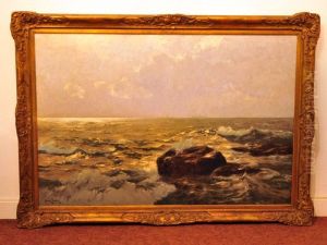 Meeresbrandung Vor Felsiger Kuste by Erwin Carl Wilhelm Gunther