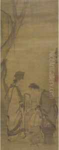 Wang Xizhi Writing Calligraphy On A Fan by Guo Xu
