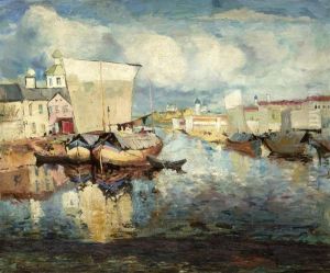 View Of A Port Near Pskov