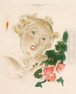 Frau Mit Blumen by Otto Gussmann