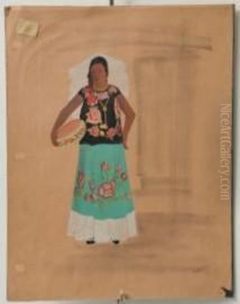 Tehuana. Gouache Sobre Papel. Firmada. Sin Marco - view 1
