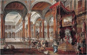 A Renaissance Palace With The Judgement Of Solomon by Francisco Gutierrez