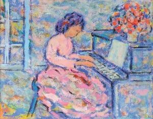 La Petite Fille Au Piano by Bernhard Gutmann