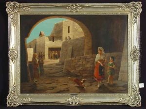 Szene In Italienischer Ortschaft by Carl Gutsch