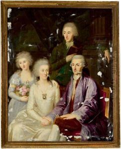 Ritratto Di Famiglia Con L""""""""uomo In Piedi Che Tiene Un Libro by Ludwig Guttenbrunn