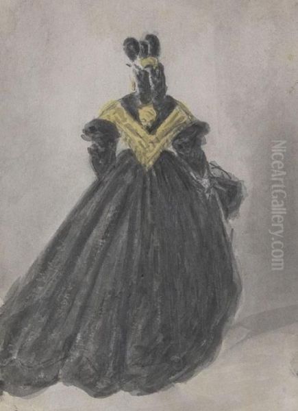 Dame In Groser Robe Von Hinten Gesehen - view 1
