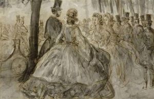 Les Promeneurs Au Bois De Boulogne by Constantin Guys