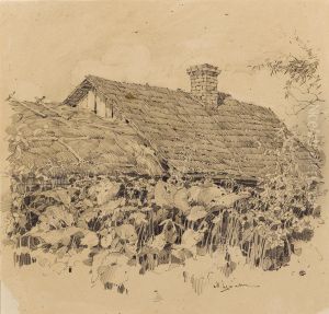 Roof Of The Peasant House by Mikhail Markelovich Guzhavin