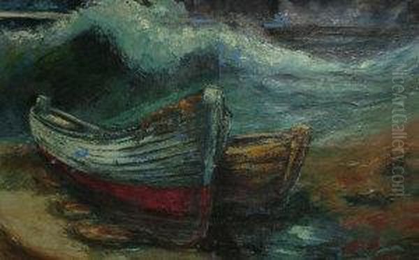 Mid-late 20th Century- Beached Vessel On A Shore - view 1